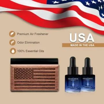 AirPurelle Car Air Freshener for Men – 90+ Days Car Fresheners Long Lasting – Wood Car Freshener with Amber Vanilla Scent – Includes 2x 8ML Essential Oil Refills – 0.27 FL OZ, Made in USA