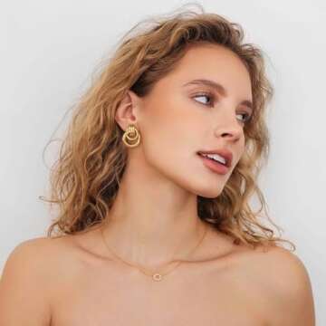 LILIE&WHITE Gold Circular Chain Dangle Earrings for Women Drop Earrings Stud Earrings Hypoallergenic...