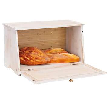 HOMEKOKO Vintage Large Wood Bread Box for Kitchen Counter, Retro Design Single Layer Bamboo Large Ca...