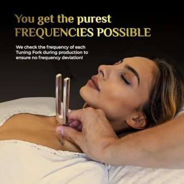 Tuning Forks for Healing Set (128Hz, 256Hz, 512Hz) — Essential Yoga and Meditation Accessories & S...