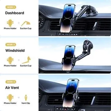 LOTUNY Universal Phone Mount for Car, Reliable Suction Hands-Free Car Phone Holder Mount, Automobile Cell Phone Holder Car for Dashboard Windshield Vent Fit for All Smartphones