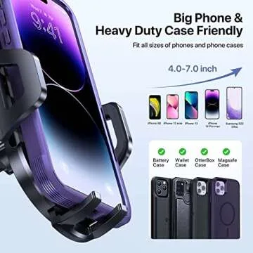 LOTUNY Universal Phone Mount for Car, Reliable Suction Hands-Free Car Phone Holder Mount, Automobile Cell Phone Holder Car for Dashboard Windshield Vent Fit for All Smartphones