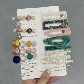 20 PCS Macaron Pearl Hair Clips Set for Fashion