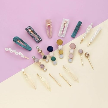20 PCS Macaron Pearl Hair Clips Set for Fashion