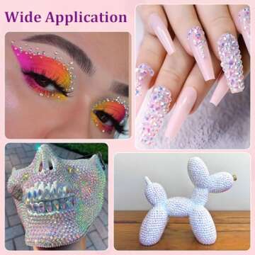 25000Pcs Resin Jelly Rhinestones with Tweezers for Crafting, Transparent AB Flatback Gems, Bedazzling Crystal with 3Pcs 10ml B7000 Jewelry Glue for DIY Crafts Clothing Tumblers Shoes Fabric Nail Art