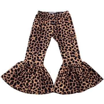 QLIyang Girls Ruffle Leggings Leopard Print Bell Bottoms Flare Pants 3T