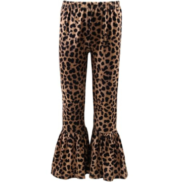 QLIyang Girls Ruffle Leggings Leopard Print Bell Bottoms Flare Pants 3T