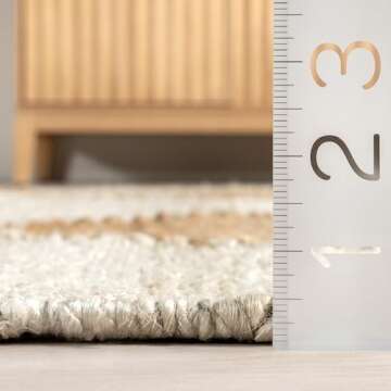 nuLOOM Pandora Diamond Jute Area Rug - 8x10 Jute Area Rug Global Inspired Ivory Rugs for Dining Room...