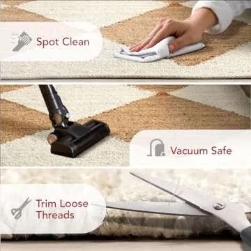 nuLOOM Pandora Diamond Jute Area Rug - 8x10 Jute Area Rug Global Inspired Ivory Rugs for Dining Room, Living Room, Bedroom, Kitchen, Hallway