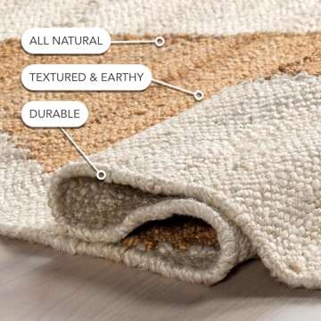 nuLOOM Pandora Diamond Jute Area Rug - 8x10 Jute Area Rug Global Inspired Ivory Rugs for Dining Room, Living Room, Bedroom, Kitchen, Hallway