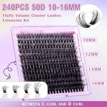 Fluffy Lash Extension Kit Lash Clusters Thick Individual Lashes 10-16mm Eyelashes Extension Kit 50D ...
