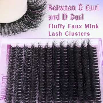 Fluffy Lash Extension Kit Lash Clusters Thick Individual Lashes 10-16mm Eyelashes Extension Kit 50D Wispy Mink Lash Kit Cluster Lashes with Lash Bond and Seal by Winifred