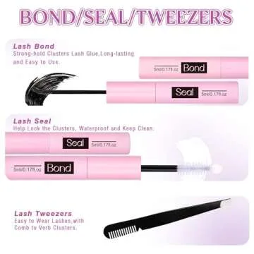 Fluffy Lash Extension Kit Lash Clusters Thick Individual Lashes 10-16mm Eyelashes Extension Kit 50D Wispy Mink Lash Kit Cluster Lashes with Lash Bond and Seal by Winifred