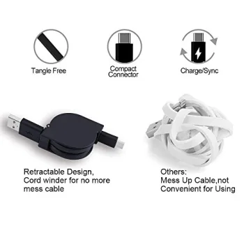 Retractable USB Type C Charger and Data Sync Cable