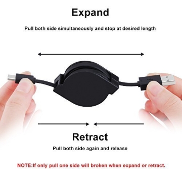 Retractable USB Type C Charger and Data Sync Cable