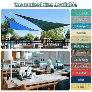 Shade&Beyond 8'x10' Sun Shade Sails Canopy Rectangle Sand 185GSM Shade Sail for Patio Deck Yard Back...