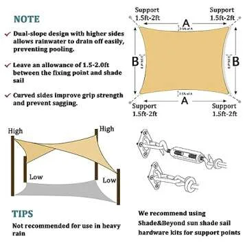 Shade&Beyond 8'x10' Sun Shade Sail Canopy for Outdoor Use