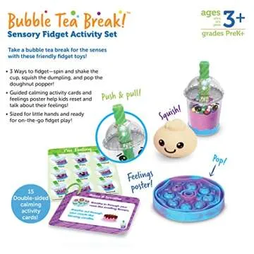 Learning Resources Bubble Tea Break! Sensory Fidget Activity Set, 19 Pieces, Ages 3+, Sensory Toys for Toddlers 1-3, Social Emotional Learning, SEL Skills, Calming Toys
