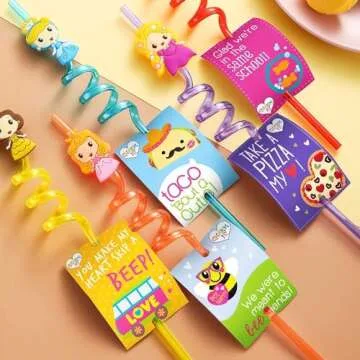 Lidmada 25Pcs Princess Party Straws for Kids Fun