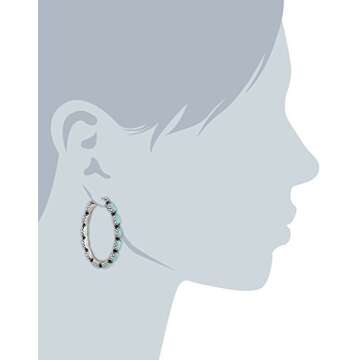 Lucky Brand Silver-Tone and Faux Turquoise Hoop Earrings