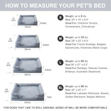 WNPETHOME Dog Beds for Large Dogs, Washable Dog Bed, Bolster Dog Sofa Bed with Waterproof Lining & Non-Skid Bottom, Orthopedic Egg Foam Dog Couch for Pet Sleeping, Pet Bed for Large Dogs