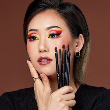 Jessup Eye Brushes Set, Vegan Makeup Brushes with Concealer Powder Eyeshadow Blending Eyeliner Spoolie Brush, 16pcs Premium Synthetic Black Cosmetic Brush T272