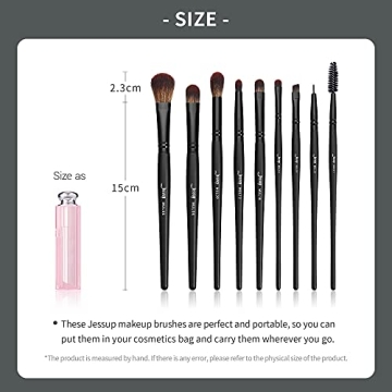 Jessup Eye Brushes Set, Vegan Makeup Brushes with Concealer Powder Eyeshadow Blending Eyeliner Spoolie Brush, 16pcs Premium Synthetic Black Cosmetic Brush T272