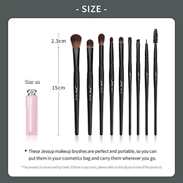 Jessup Eye Brushes Set, Vegan Makeup Brushes with Concealer Powder Eyeshadow Blending Eyeliner Spoolie Brush, 16pcs Premium Synthetic Black Cosmetic Brush T272