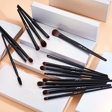 Jessup Eye Brushes Set, Vegan Makeup Brushes with Concealer Powder Eyeshadow Blending Eyeliner Spoolie Brush, 16pcs Premium Synthetic Black Cosmetic Brush T272
