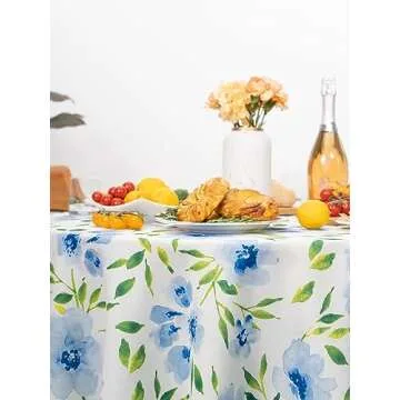 YiHomer Indoor Outdoor Tabletop for Spring Summer Decorations, Picnics and Dinner Parties - Stain and Water Resistant, Spring Blossoms, Tablecloth, 70" Round