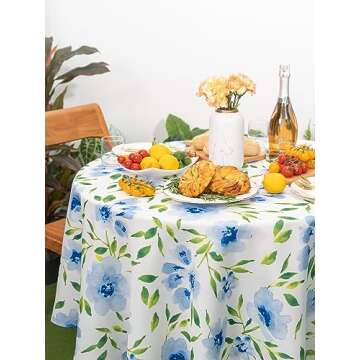 YiHomer Indoor Outdoor Tabletop for Spring Summer Decorations, Picnics and Dinner Parties - Stain and Water Resistant, Spring Blossoms, Tablecloth, 70" Round