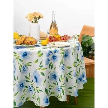 YiHomer Indoor Outdoor Tabletop for Spring Summer Decorations, Picnics and Dinner Parties - Stain and Water Resistant, Spring Blossoms, Tablecloth, 70" Round
