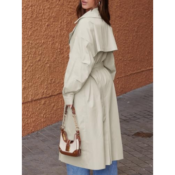 Tankaneo Womens Stylish Double Breasted Trench Coat