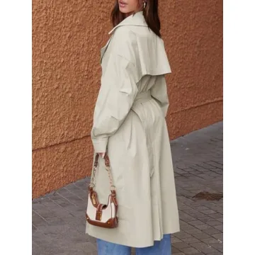 Tankaneo Womens Stylish Double Breasted Trench Coat