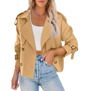 Stylish Saodimallsu Women's Cropped Trench Coat - Office & Casual Wear