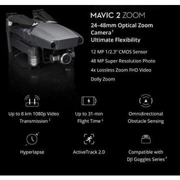 DJI Mavic 2 Zoom Fly More Combo Deluxe Bundle (3 Batteries, ND Filters Set, Charging Hub, Landing Pad, Extreme microSDXC Card and More)