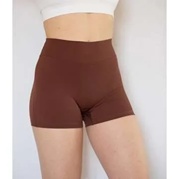 TomTiger Workout Shorts for Women High Waist Gym Fitness Running Yoga Bike Active Exercise Women's Short Tummy Control 3" (S, Coffee)
