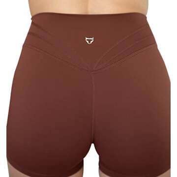 TomTiger Workout Shorts for Women High Waist Gym Fitness Running Yoga Bike Active Exercise Women's Short Tummy Control 3" (S, Coffee)