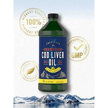 Carlyle Cod Liver Oil Liquid | 16 fl oz | Pack of 3 Bottles | Lemon Flavor | Norwegian | Non GMO, Gluten Free