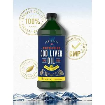 Carlyle Cod Liver Oil Liquid | 16 fl oz | Pack of 3 Bottles | Lemon Flavor | Norwegian | Non GMO, Gluten Free