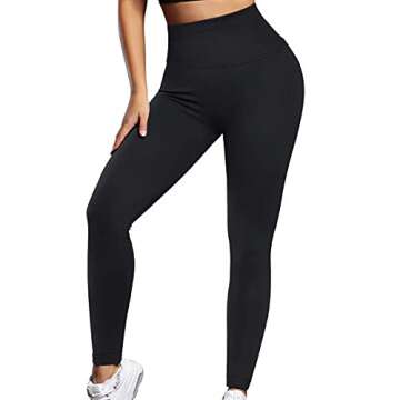 DOULAFASS Women Seamless Butt Lifting Leggings High Waist Workout Yoga Pants (Small, S57-Black)