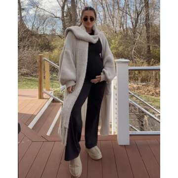 G4Free Maternity Pants with Pockets Over The Belly Pregnancy Leggings Wide Leg Yoga Pants for Busine...