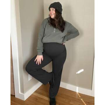 G4Free Maternity Wide Leg Pants with Pockets for Comfort
