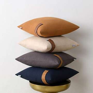 NordECO HOME Set of 2 Throw Pillow Covers - 100% Cotton Soft Decorative Outdoor Pillows Cushion Covers for Bed Home Decoration, 20 x 20, Brown Beige