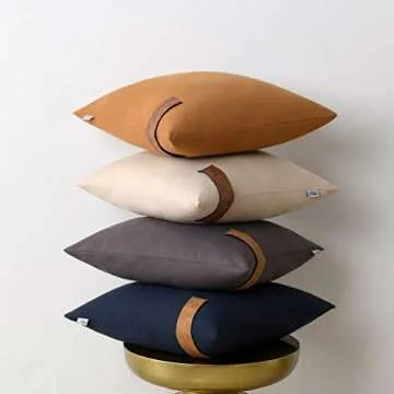 NordECO HOME Set of 2 Throw Pillow Covers - 100% Cotton Soft Decorative Outdoor Pillows Cushion Covers for Bed Home Decoration, 20 x 20, Brown Beige