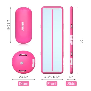 AWSUM 10ft Tumbling Mats with Roller Inflatable Gymnastics Mat Tumble Track with Electric Pump for Home Use/Gym