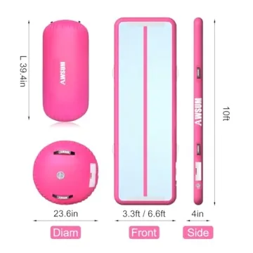 AWSUM 10ft Tumbling Mats with Roller Inflatable Gymnastics Mat Tumble Track with Electric Pump for Home Use/Gym