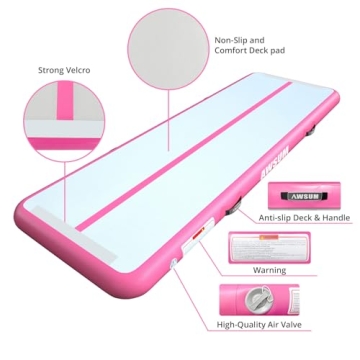 AWSUM 10ft Tumbling Mats with Roller Inflatable Gymnastics Mat Tumble Track with Electric Pump for Home Use/Gym