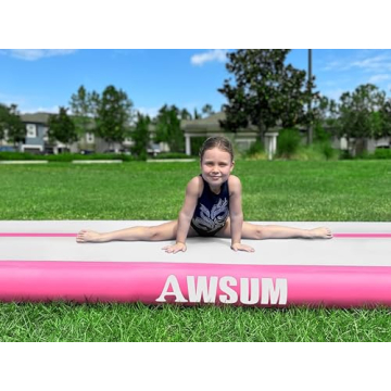 AWSUM 10ft Tumbling Mats with Roller Inflatable Gymnastics Mat Tumble Track with Electric Pump for Home Use/Gym