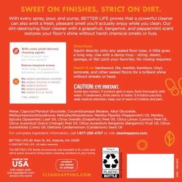 Better Life Floor Cleaner - Liquid Multipurpose Cleaner for Wood, Tile, Laminate, Vinyl, Bamboo - Ha...
